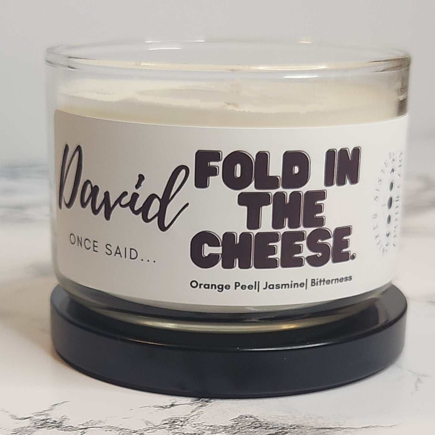 David- Fold in the cheese coconut soy wax candle
