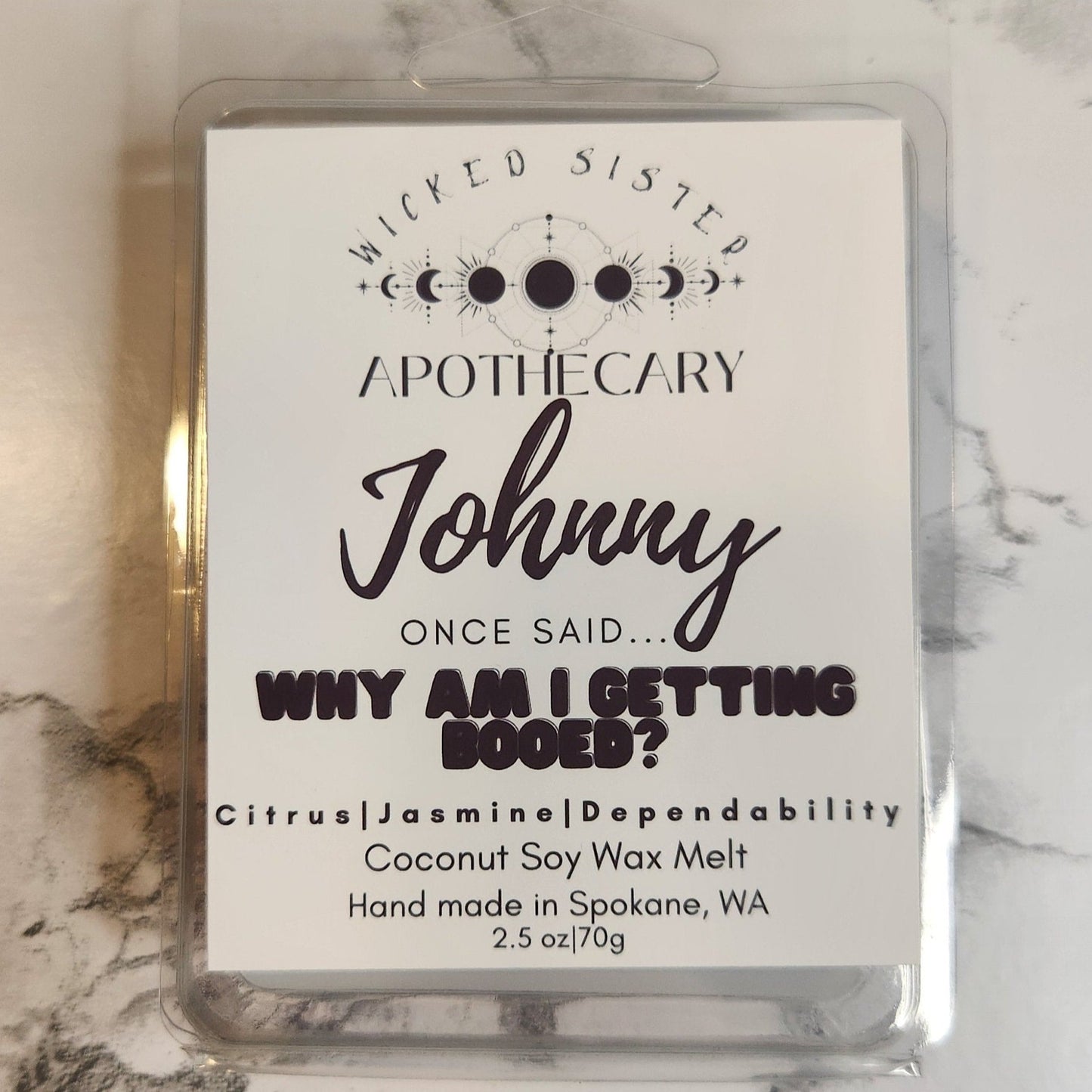 Johnny-Why am I getting booed? coconut soy wax melt